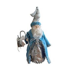 Vintage Santa Claus Figurine Lantern & Staff 15" Tall Christmas Decor TreeTopper